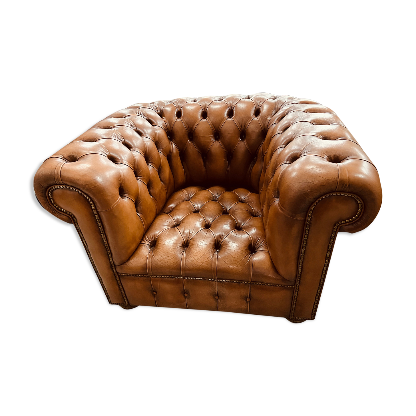 Chesterfield armchair in leather one place xl