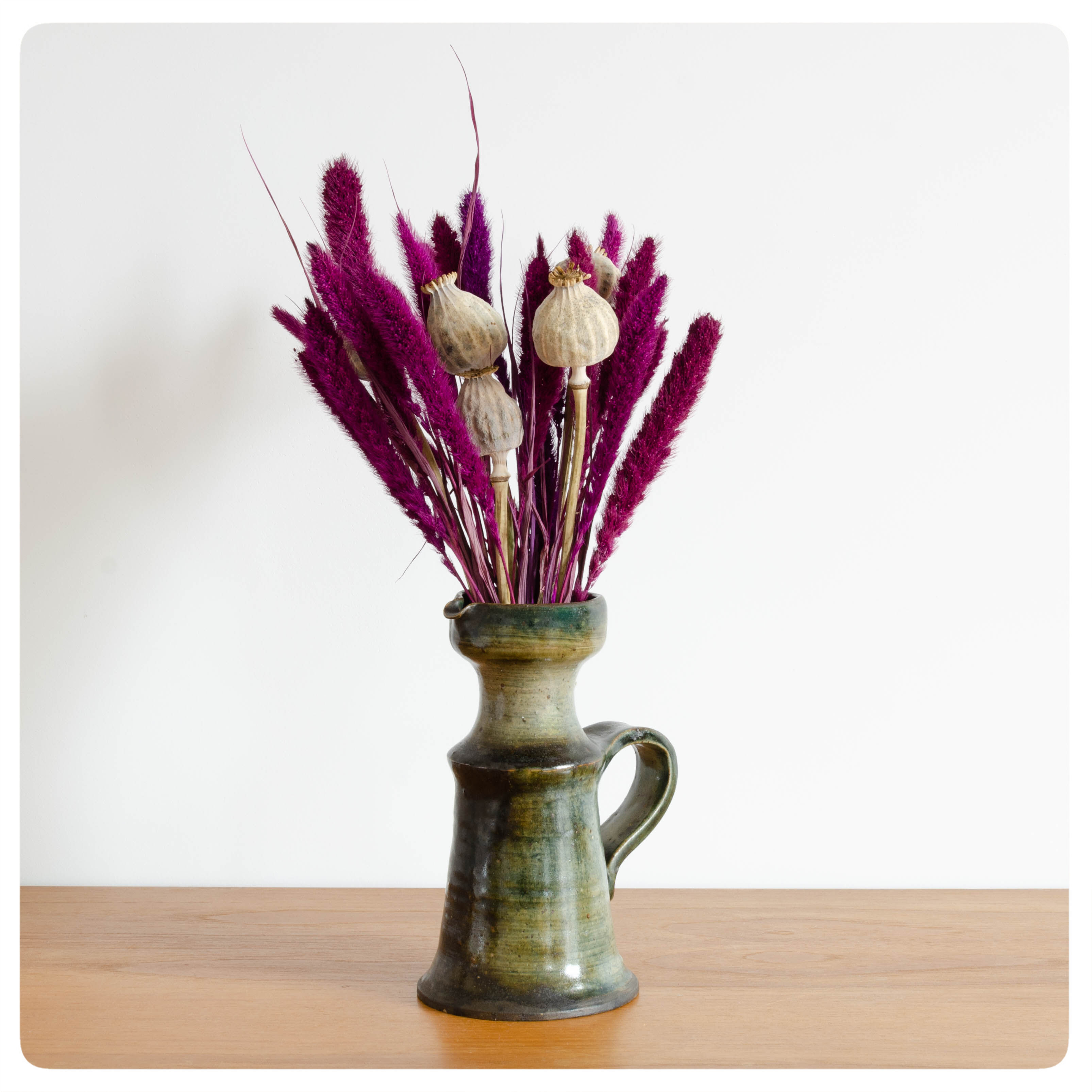 Enamelled sandstone pitcher by Francoise Chedeville - France - Circa 1960.