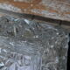Rectangular wall, old thick glass ceiling, vintage