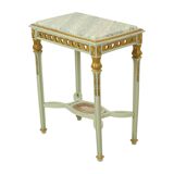 Console d'appoint ancienne en marbre vert doré d'époque Louis XVI