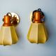 Pair of articulated "Cocoon" wall lights in resin and pine, Italy, 1970
