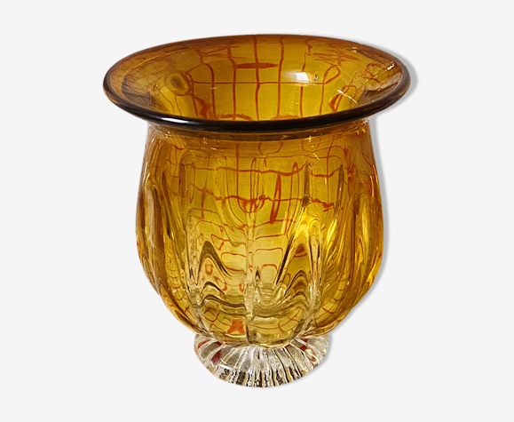 Vase coupe en verre ambré
