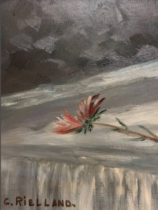 Christophe Rielland XX century. Oil on canvas with a bouquet.