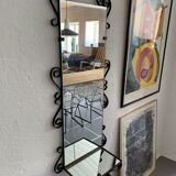 Vintage entrance mirror wrought iron with tablet  38x105cm