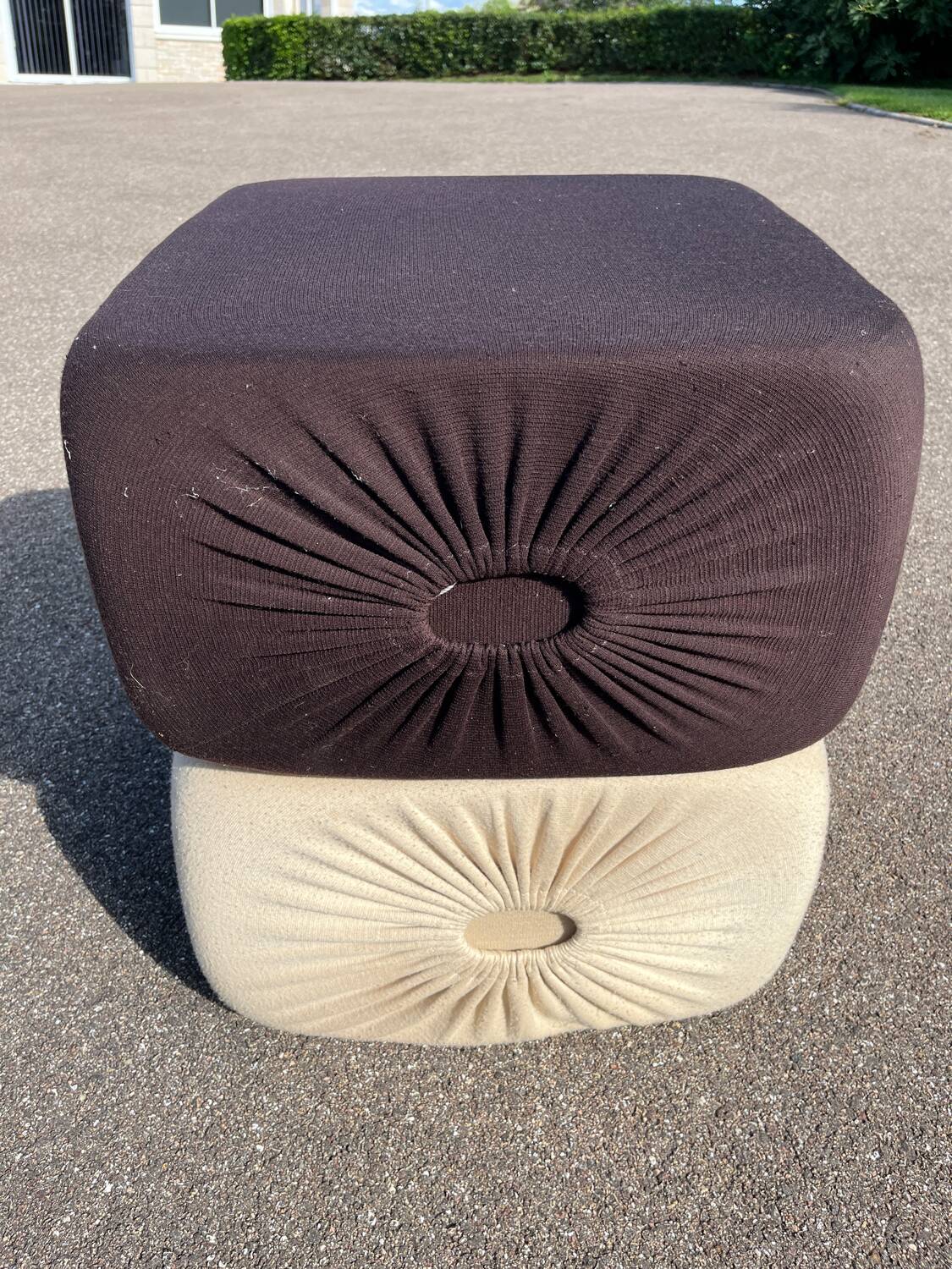 Vintage set of 2 poufs 1970 Pierre Cardin sofa by Jersey Racine