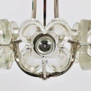 Crystal Glass Flower Pendant Light in Kalmar Style by Sische, Germany, 1970s