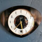 Vintage formica clock silent trapezoid wall clock "Black transistor star"