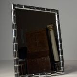 Large faux bamboo mirror chrome