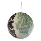 Contemporary Light Green and Black Sphere Pendant in Glass