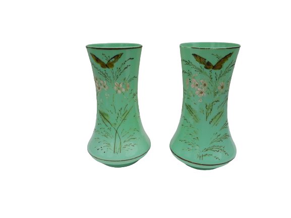 Pair of green opaline vases