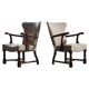Vintage Danish Art Deco Pair of Armchairs in Solid Oak - 1940s