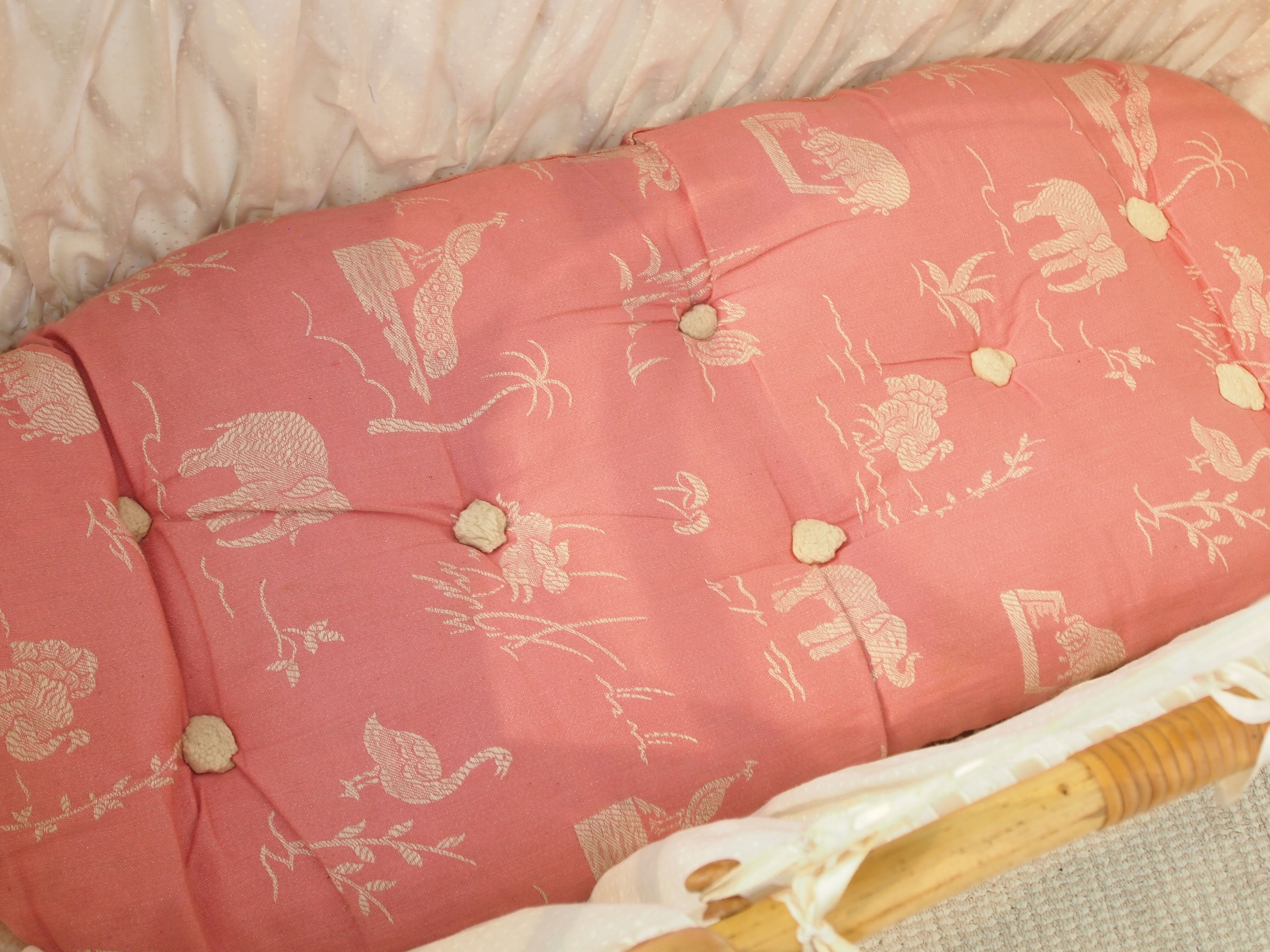 Vintage mid century rattan cradle