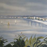 Lithograph signed by the French artist Victor ZAROU - Coastal view