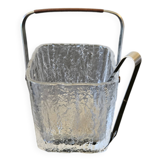 Hoya glacier glass ice bucket with tongs