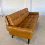 Vintage danish retro svend skipper 3 person sofa in light cognac leather