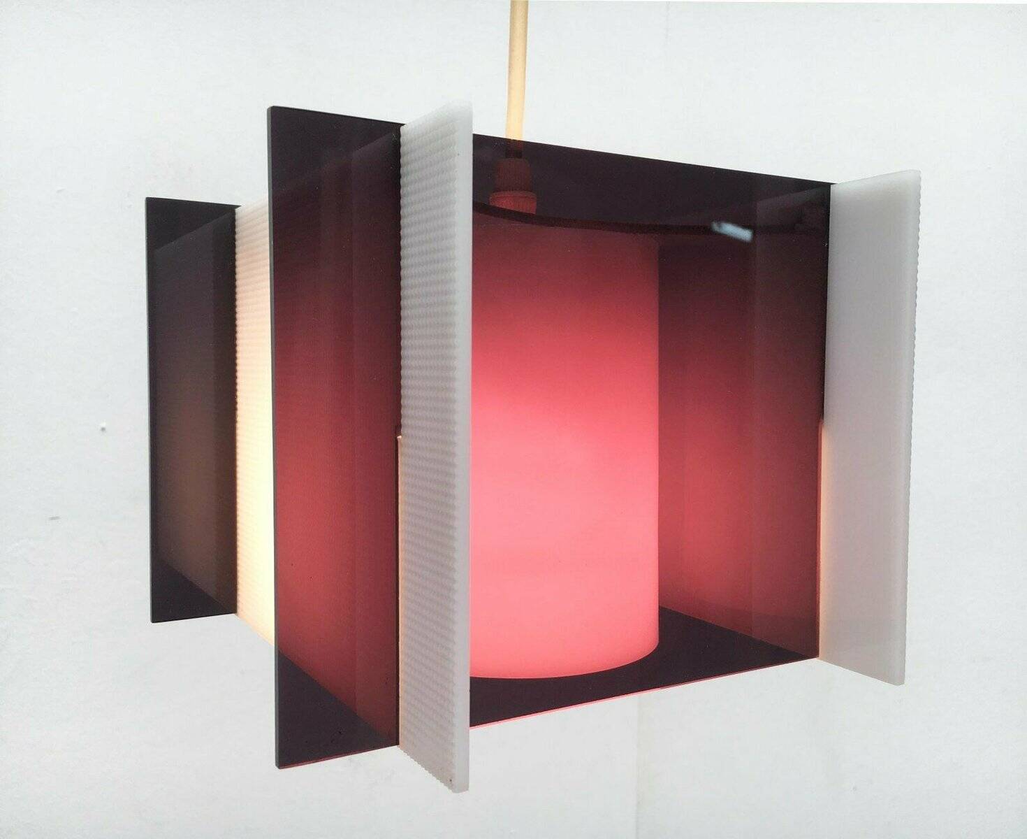 Mid-century space style acrylic cube pendant lamp, 1960s
