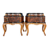 Vintage wooden bedside tables, Italy, 1950s, set of 2