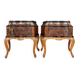 Vintage wooden bedside tables, Italy, 1950s, set of 2