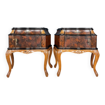 Vintage wooden bedside tables, Italy, 1950s, set of 2