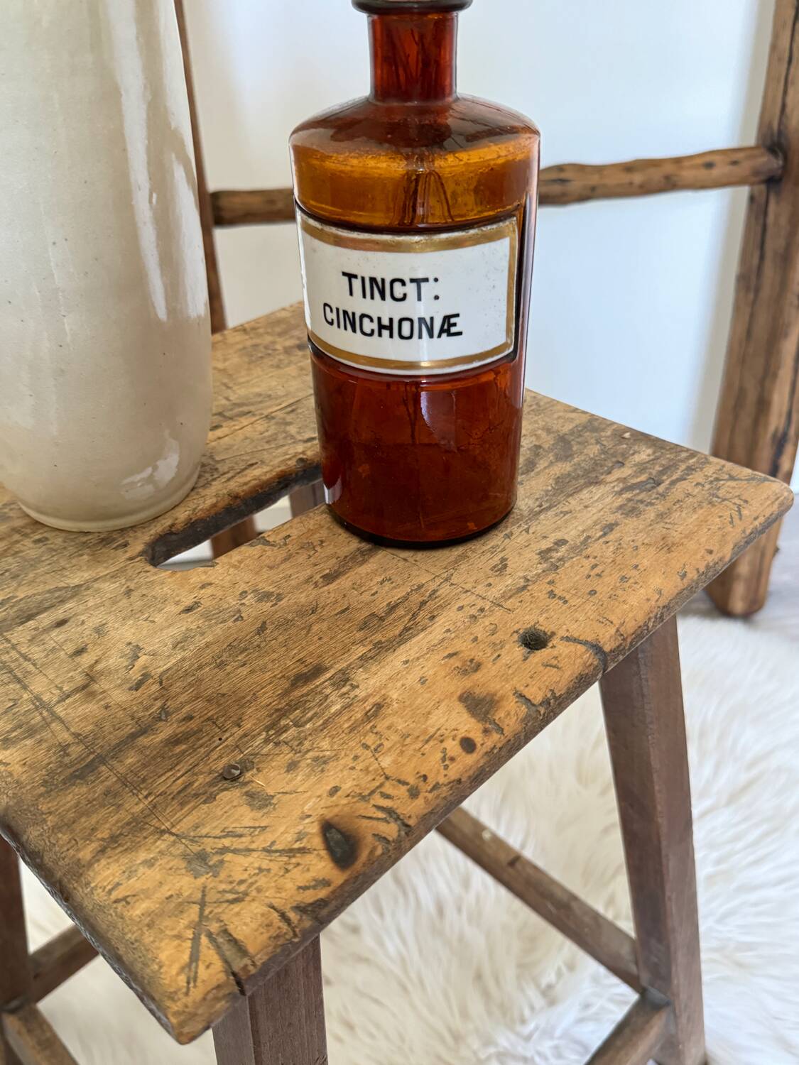 Old wooden painter's stool