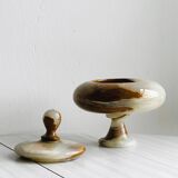 Marbled onyx box with lid - empty pocket bowl on marble base.