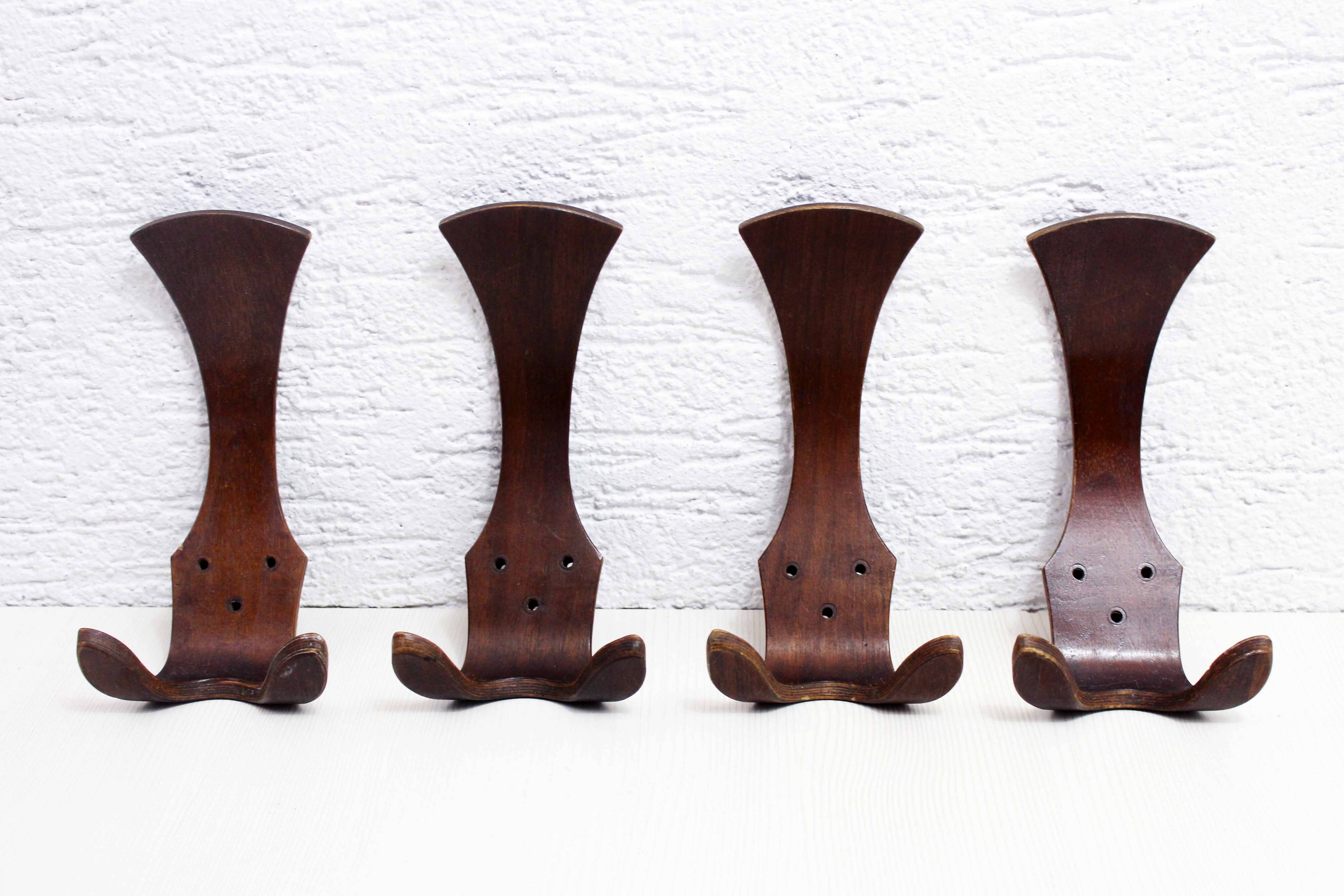 Set of 4 vintage teak cp coat hooks