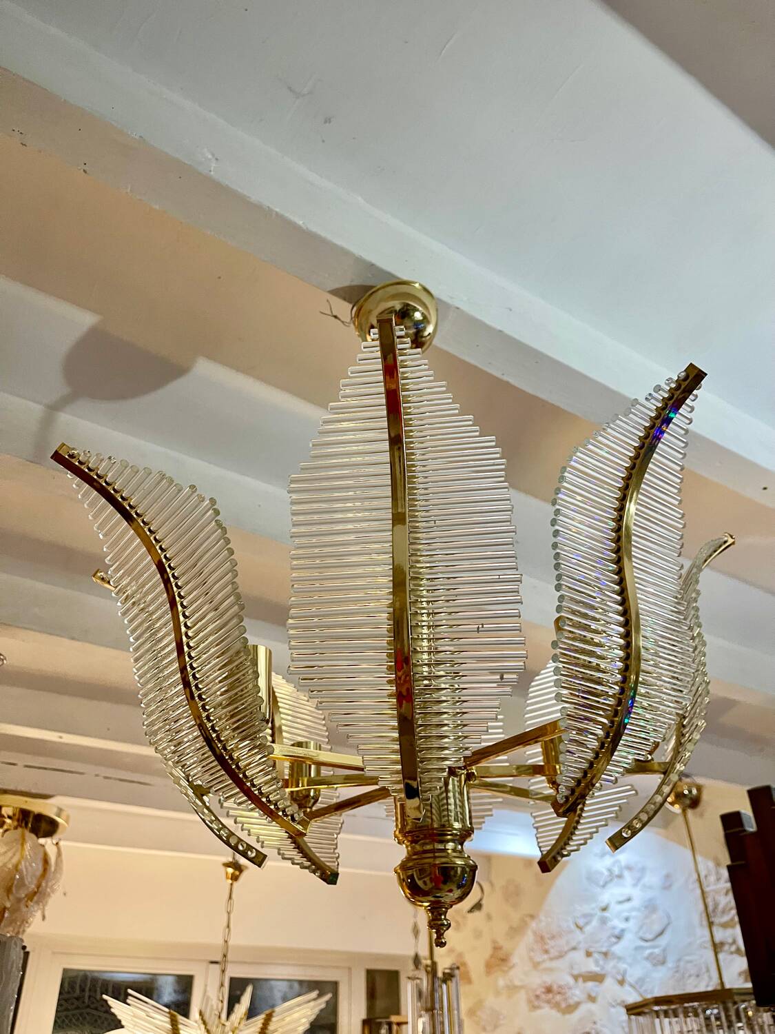 Venini Palm Murano glass chandelier, Italy 1980