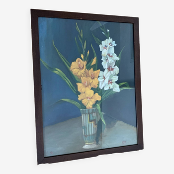 Flower still life oil painting, signed: GRAF 1947