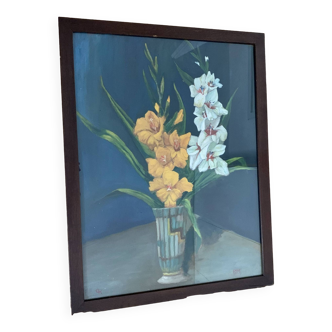 Flower still life oil painting, signed: GRAF 1947