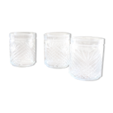 3 old chiseled glasses