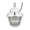 Lampe industrielle blanche avec grille en plastique d’Elektrosvit, années 1980