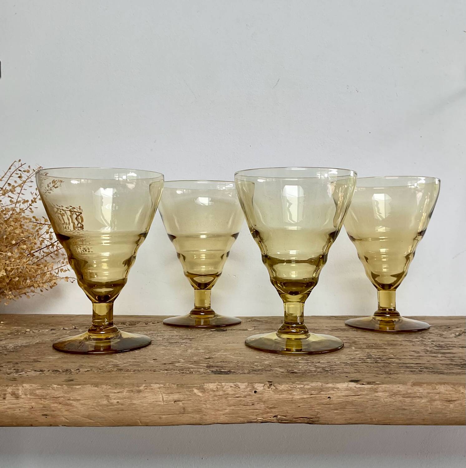 4 Art Deco wine glasses