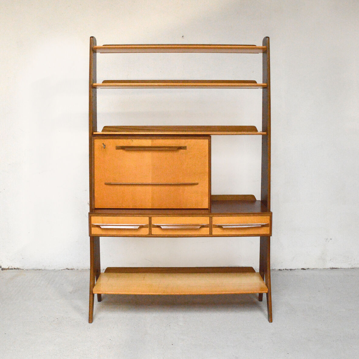Bibliothèque secretaire pieds compas, 1960
