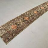 Distressed Turkish Narrow Runner 383x66 cm wool Vintage Tribal Rug