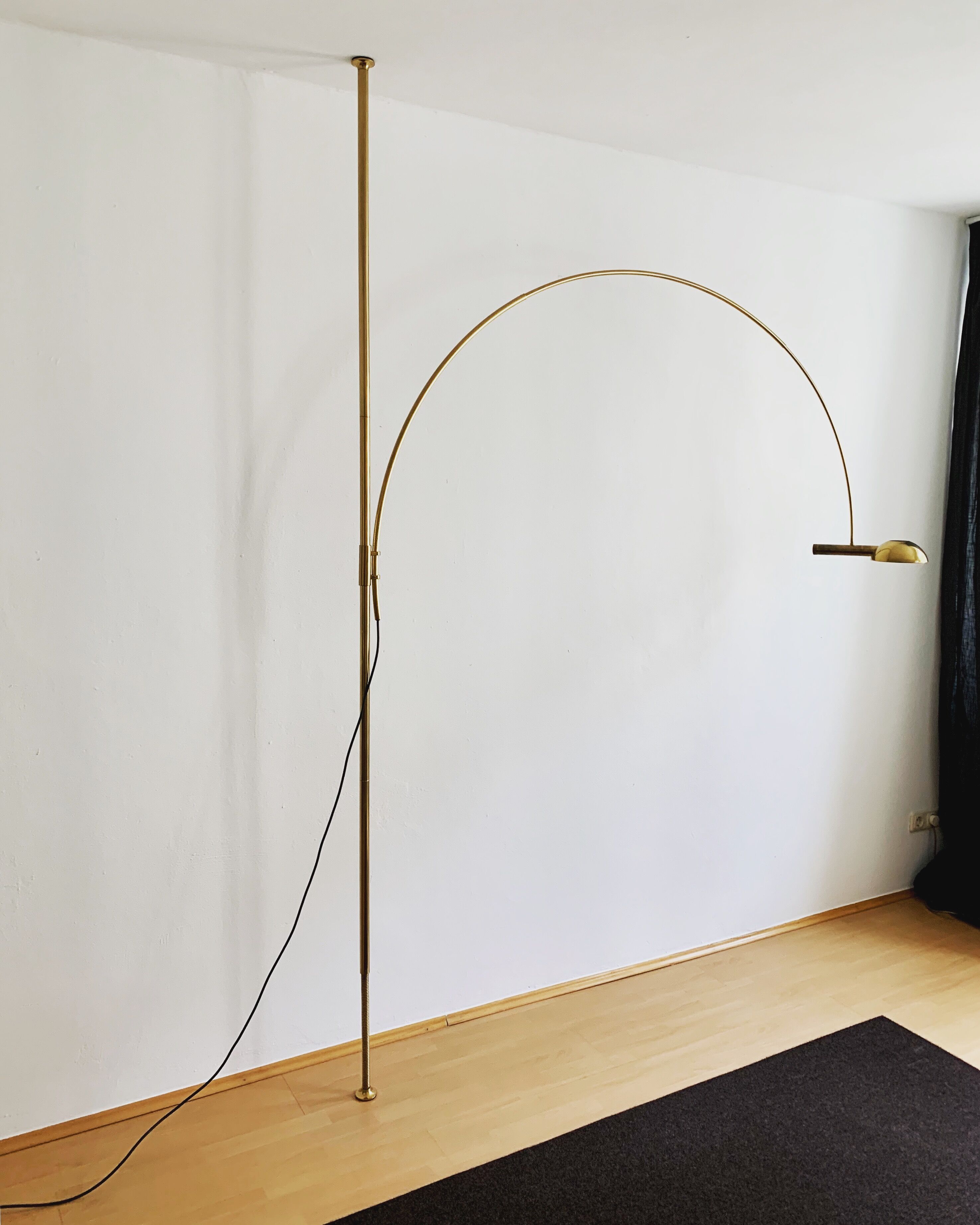 stunning Mid Century Modern brass UNA arc lamp by Florian Schulz