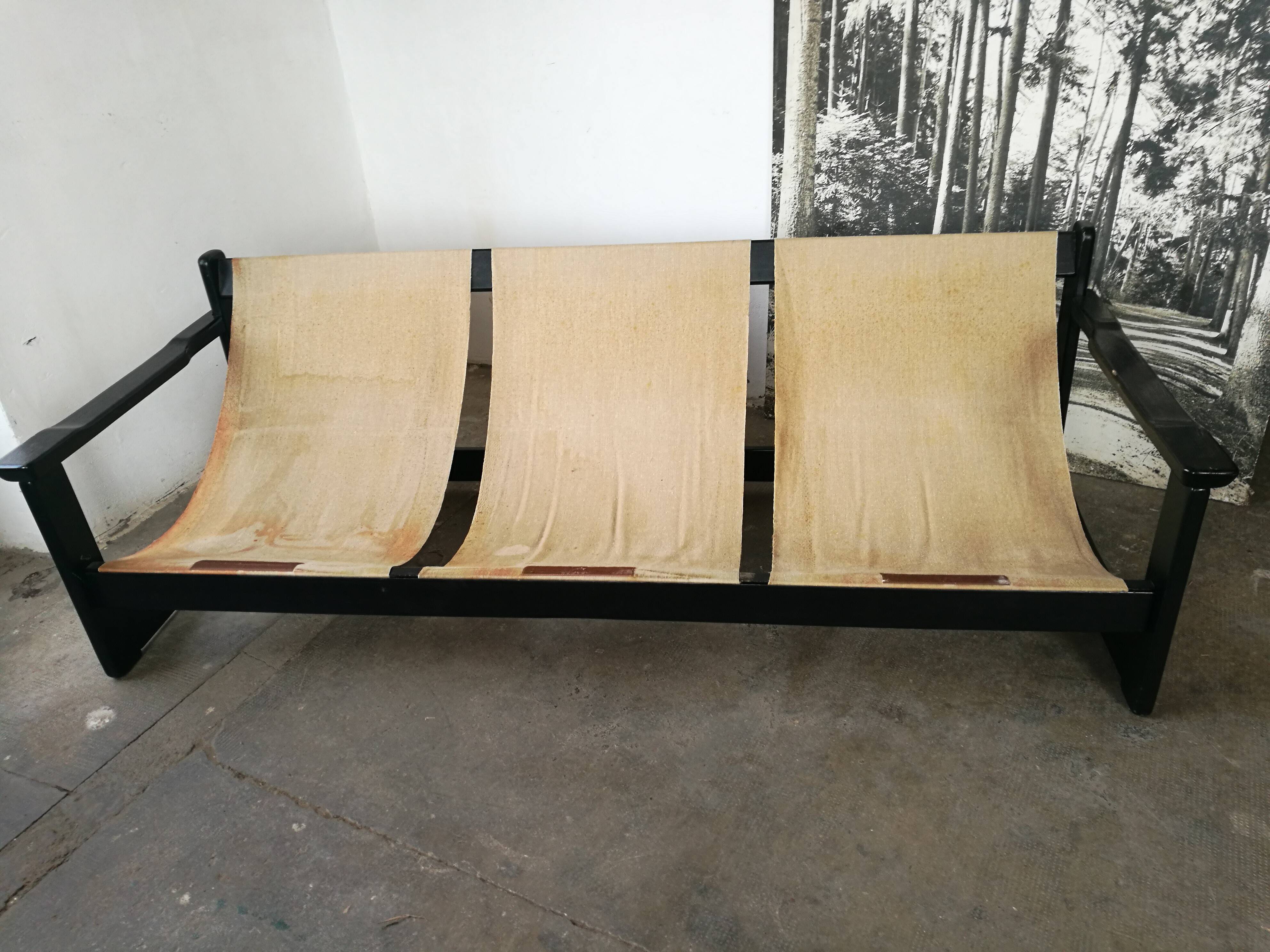 3-seater vintage velvet sofa 1970/1980