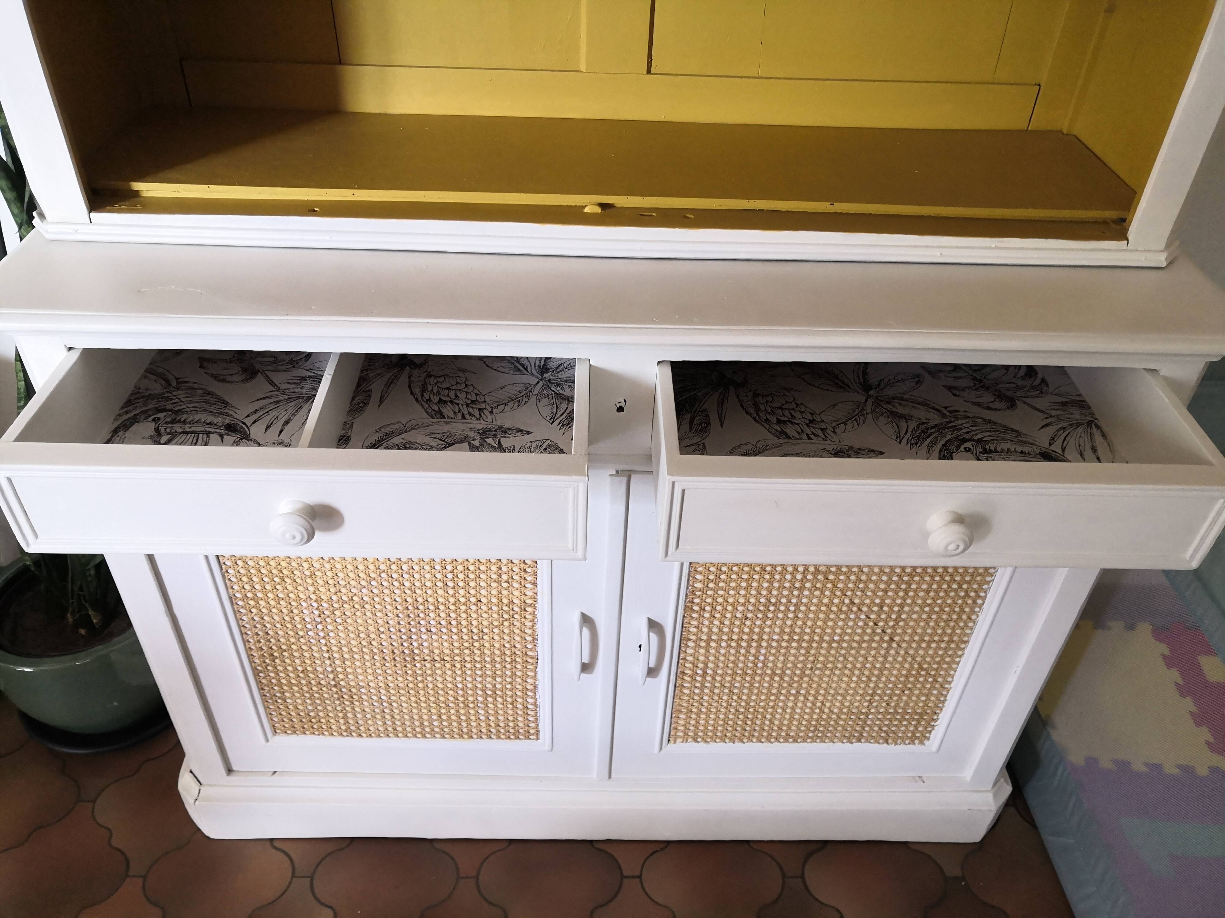 Vintage buffet cupboard restyled cannage