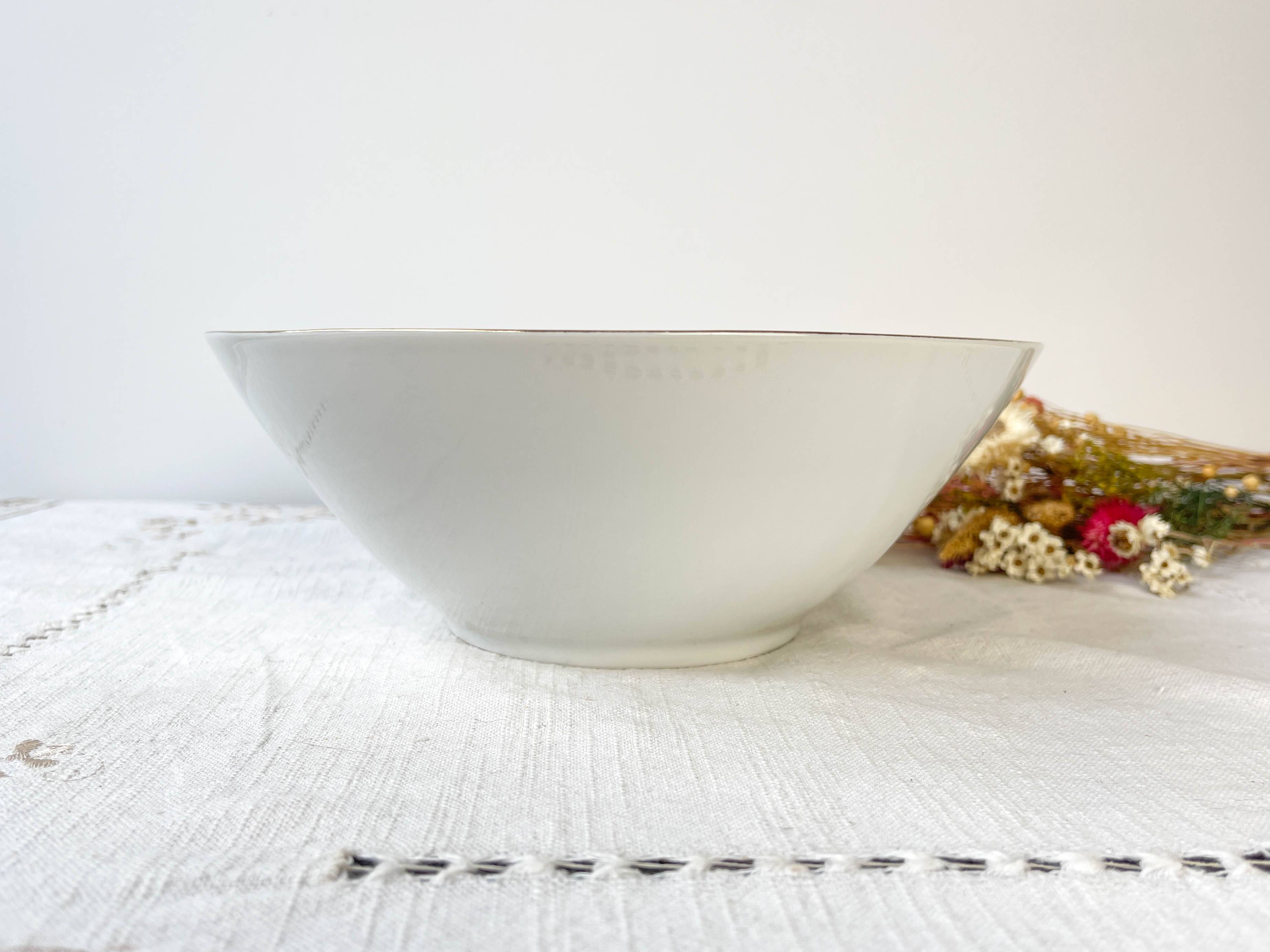 Saladier porcelaine blanche dorée BAVARIA modèle "Annabell"