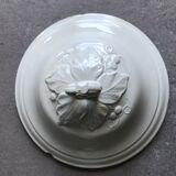 Soupière ancienne en faïence blanche de Geoffroy et Cie