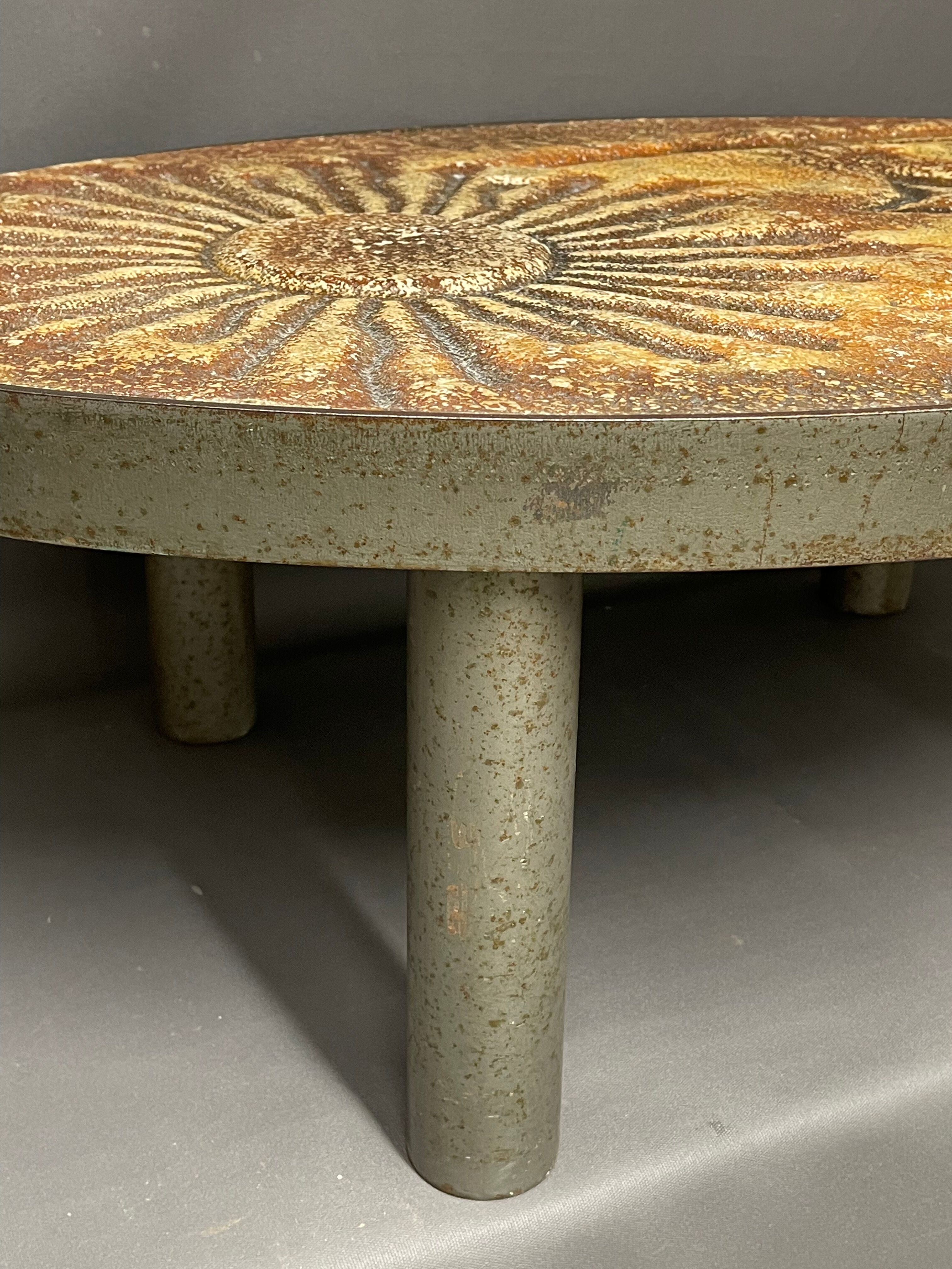 Sun coffee table in lava stone period 1960