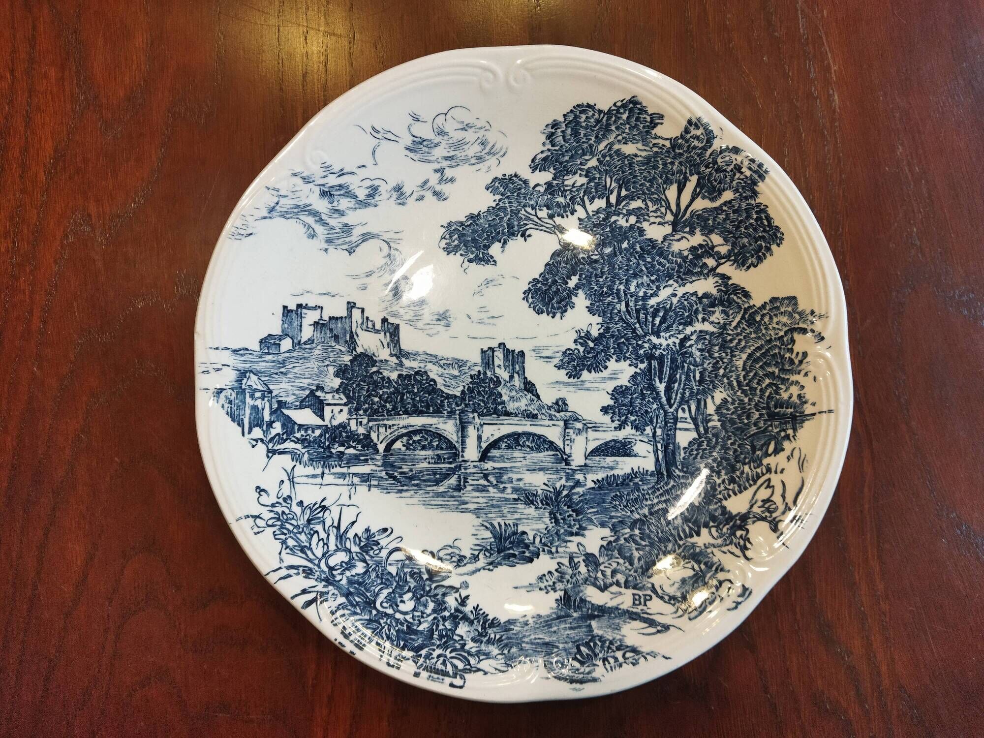 8 blue & white dinner plates (Royal Tudor Gien Lunéville Ceraminter)