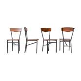 Set of 4 wood and metal vintage chairs