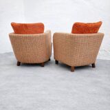 Rare sculptural lounge armchairs by  Kaesz Gyula, Hungary, ca.1941-42