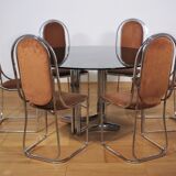 Dining room table and 6 chairs by Alessandro Alpizzi, 1970s, Set of 7