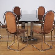 Dining room table and 6 chairs by Alessandro Alpizzi, 1970s, Set of 7