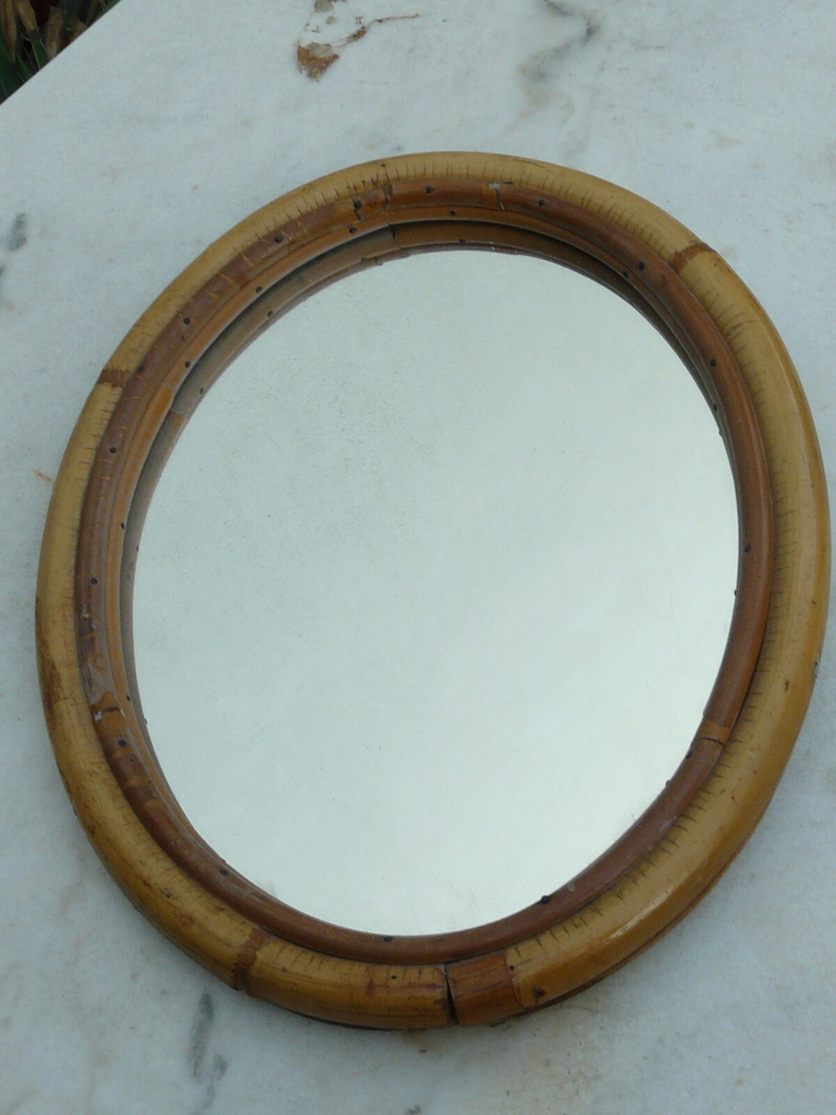 Bamboo oval mirror 60 - 37x29cm