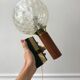 Pair of wall sconces balls in blown glass, metal and teak style 50s