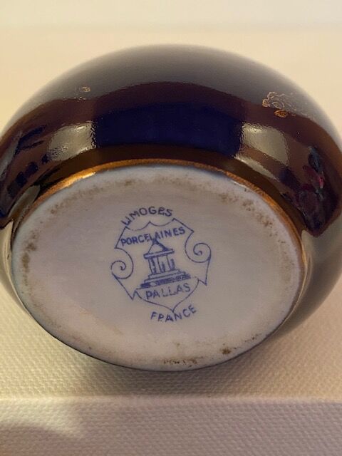 Limoges Pallas blue porcelain vase