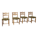 Set of four oak and wool dining room chairs by Henning Kjaernulf, 1960's