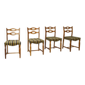 Set of four oak and wool dining room chairs by Henning Kjaernulf, 1960's